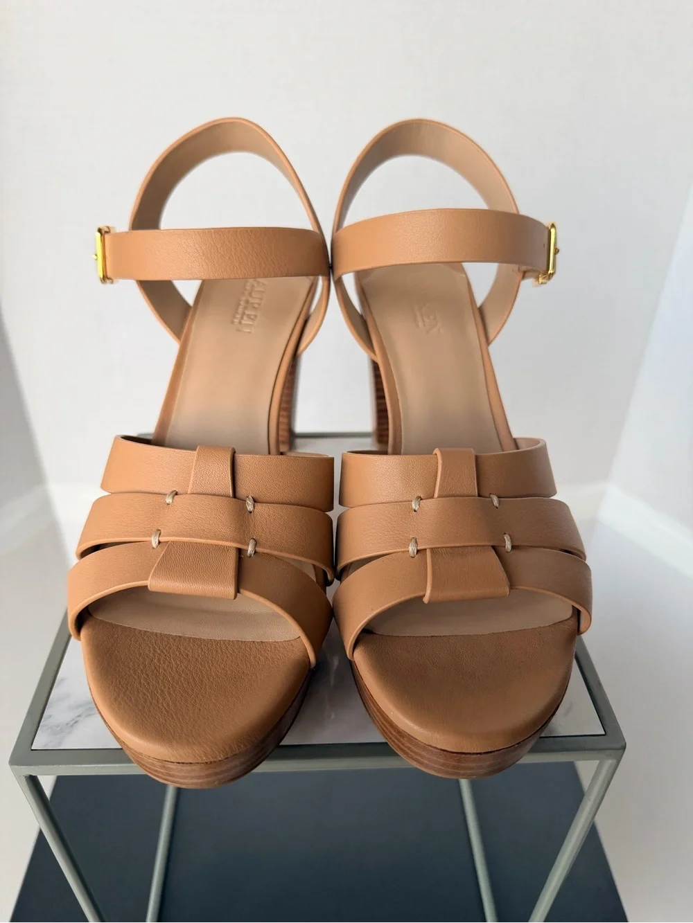 Ralph Lauren Leather Platform Sandal in Tan - Women